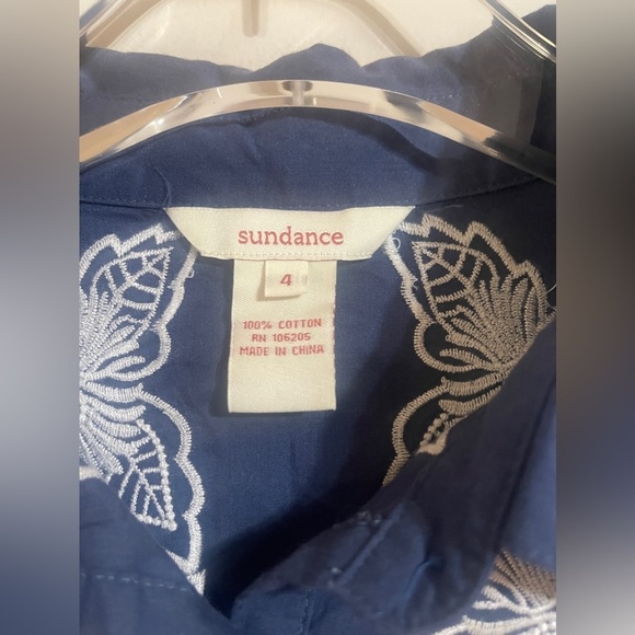 Sundance Blue Butterfly Floral Embroidered Button Up Shirt - Picture 2 of 4